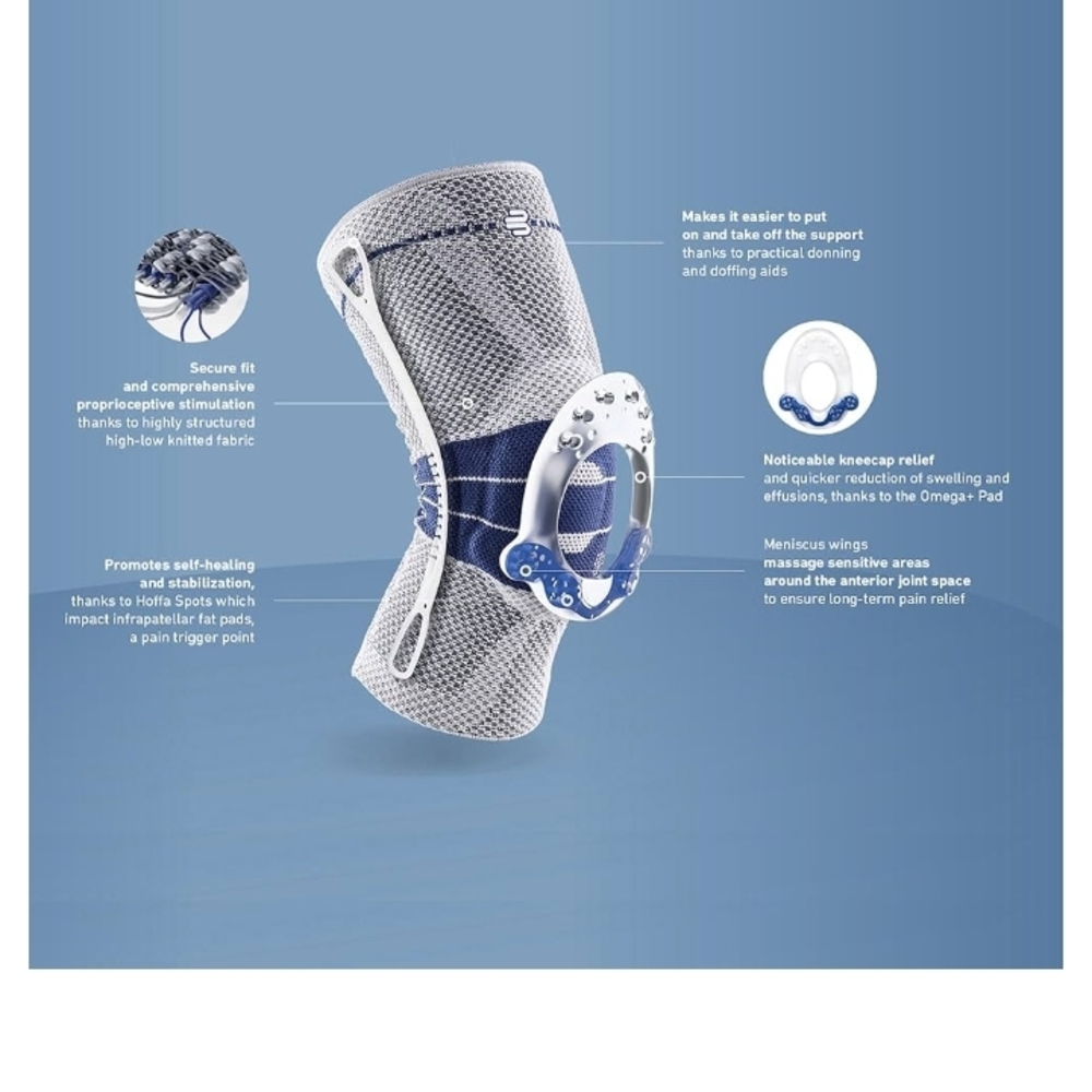 Bauerfeind GenuTrain Compression Knee Sleeve with Blue Support Panel - Picture 3 of 4